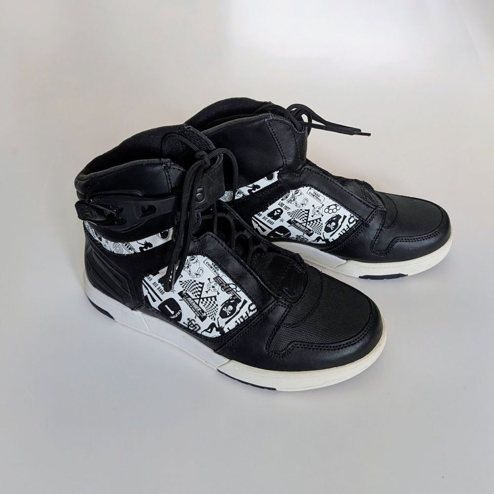 Very Rare! Shift Kicker Stylish Black & White Men's Motorcycle Shoes - Sz 10